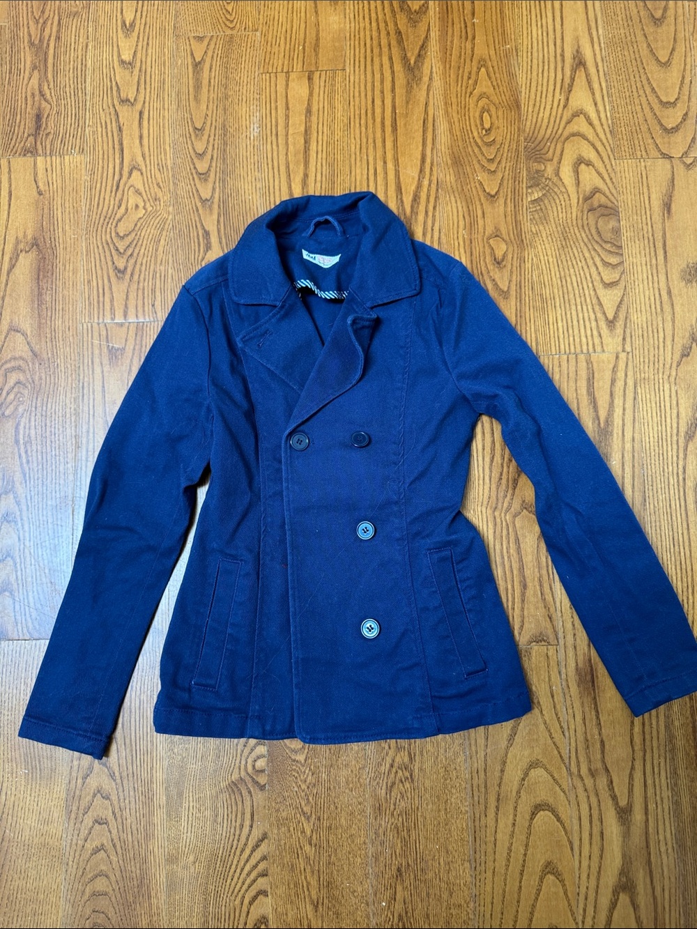 H&M Navy Double-Breasted Pea Coat